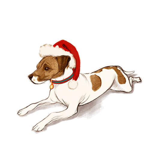 Christmas puppies, illustration.