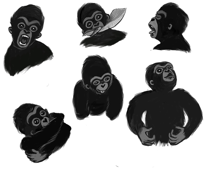 Gorilla, character sheet illustration.