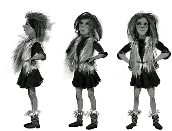 Ronja Räubertochter, character turnaround illustration.