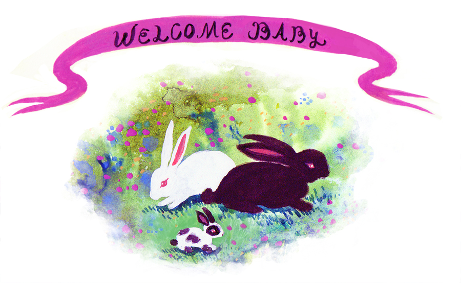 Welcome Baby Bunny, illustration.