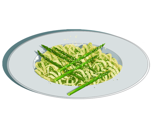 Asparagus Pasta, food illustration.